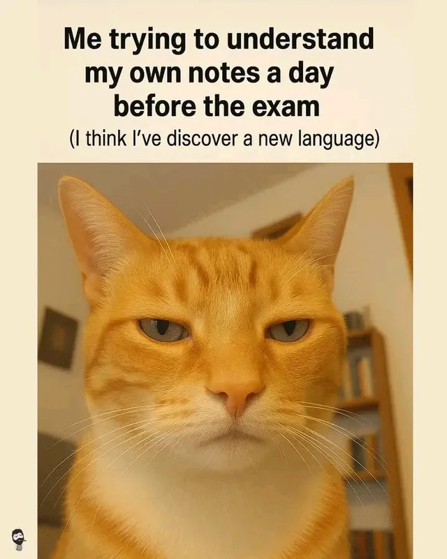 Me trying to understand my notes a day before the exam (I think I've discovered a new language)